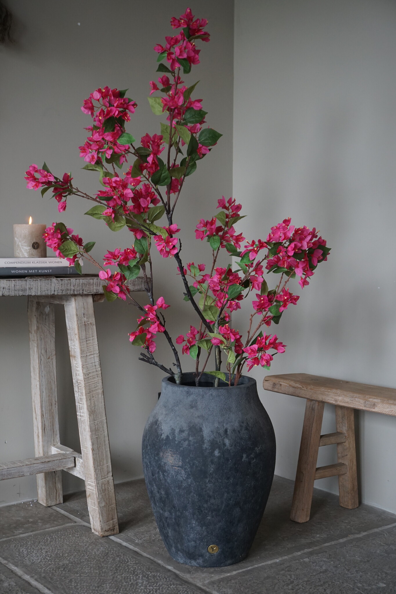 Rene Houtman Kunstbloem Bougainvillea Roze | Zijden | H155 cm