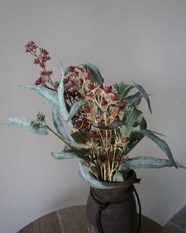 Rene Houtman Kunstbloemen Boeketje Rood | Zijden | L50 cm