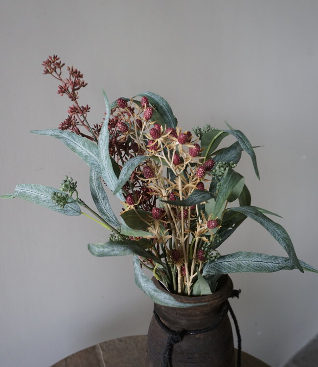 Rene Houtman Kunstbloemen Boeketje Rood | Zijden | L50 cm