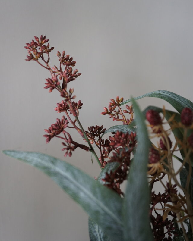 Rene Houtman Kunstbloemen Boeketje Rood | Zijden | L50 cm