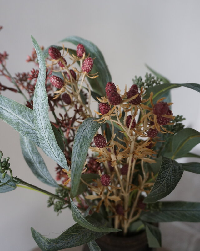 Rene Houtman Kunstbloemen Boeketje Rood | Zijden | L50 cm