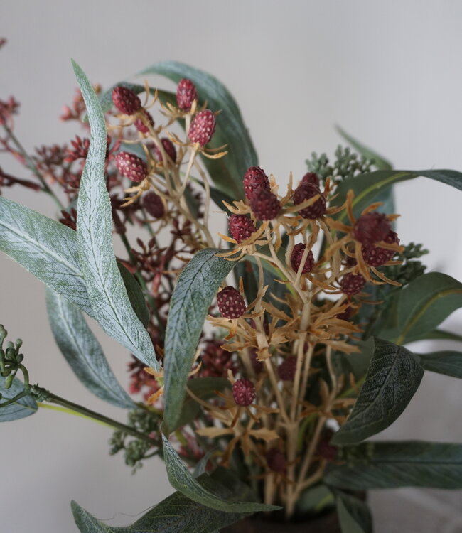 Rene Houtman Kunstbloemen Boeketje Rood | Zijden | L50 cm