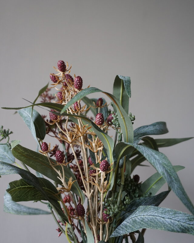 Rene Houtman Kunstbloemen Boeketje Rood | Zijden | L50 cm