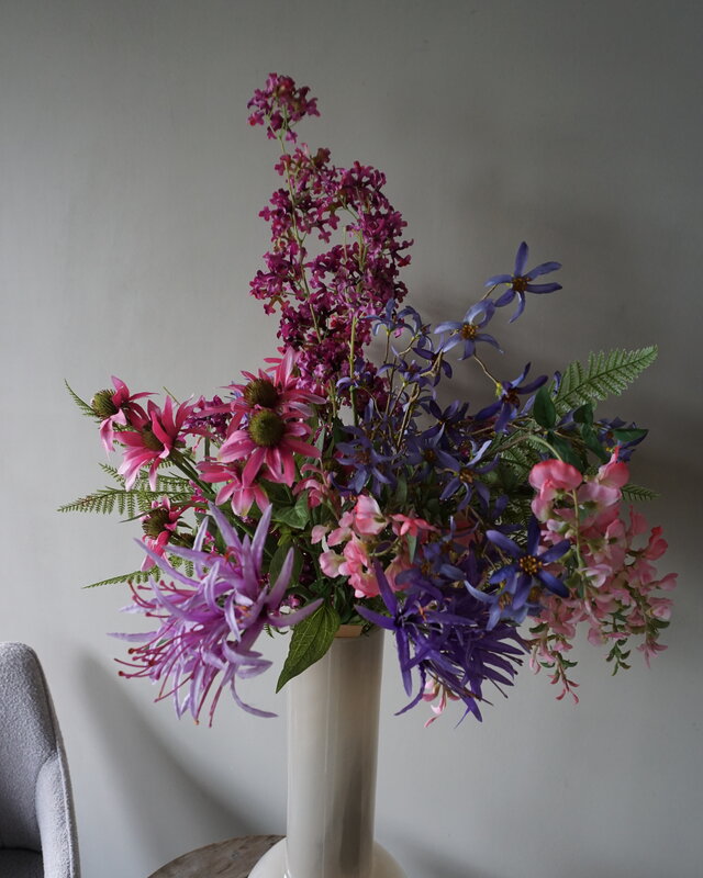 Rene Houtman Kunstbloemen Boeket Fleurig | Zijden Bloemen | L90 cm