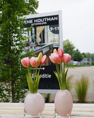 Rene Houtman Kunstbloem Real Touch Tulpen | Roze | 5 Stuks | L29 Cm