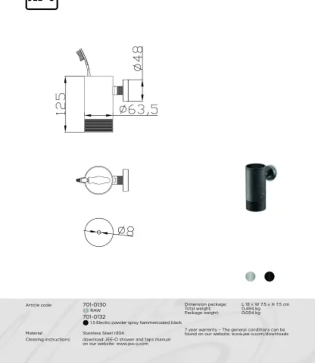 JEE-O Soho wandhouder en beker - 2 Kleuren