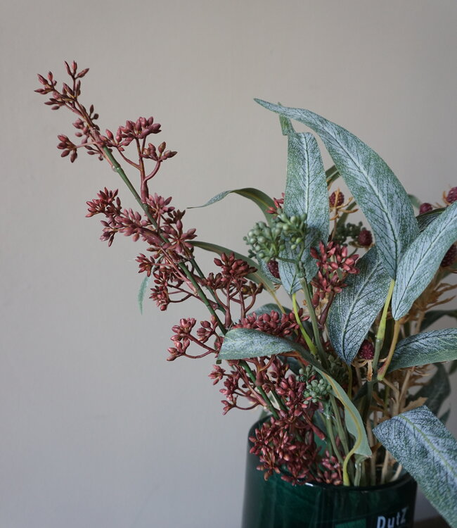 Rene Houtman Kunstbloemen Boeketje Rood | Zijden | L50 cm