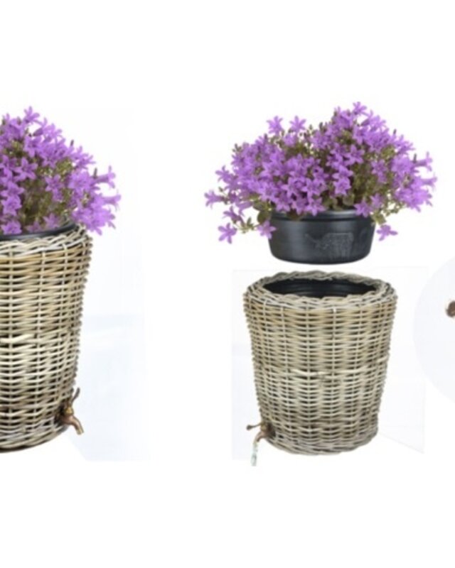 Rene Houtman Regenton Rotan Grijs D45/37H50cm (40 Liter)
