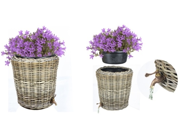 Rene Houtman Regenton Rotan Grijs D45/37H50cm (40 Liter)