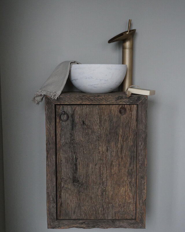 Rene Houtman Daantje Zwevend Toiletmeubel Geborsteld Oud Eiken H55 x B40 x D25