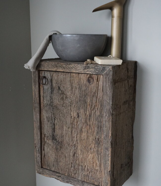 Rene Houtman Daantje Zwevend Toiletmeubel Geborsteld Oud Eiken H55 x  B40 x D25