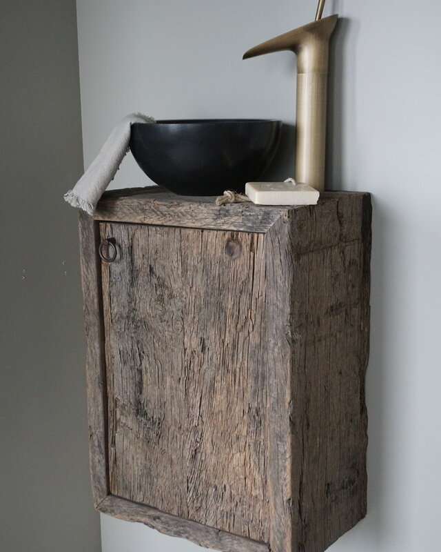 Rene Houtman Daantje Zwevend Toiletmeubel Geborsteld Oud Eiken H55 x B40 x D25