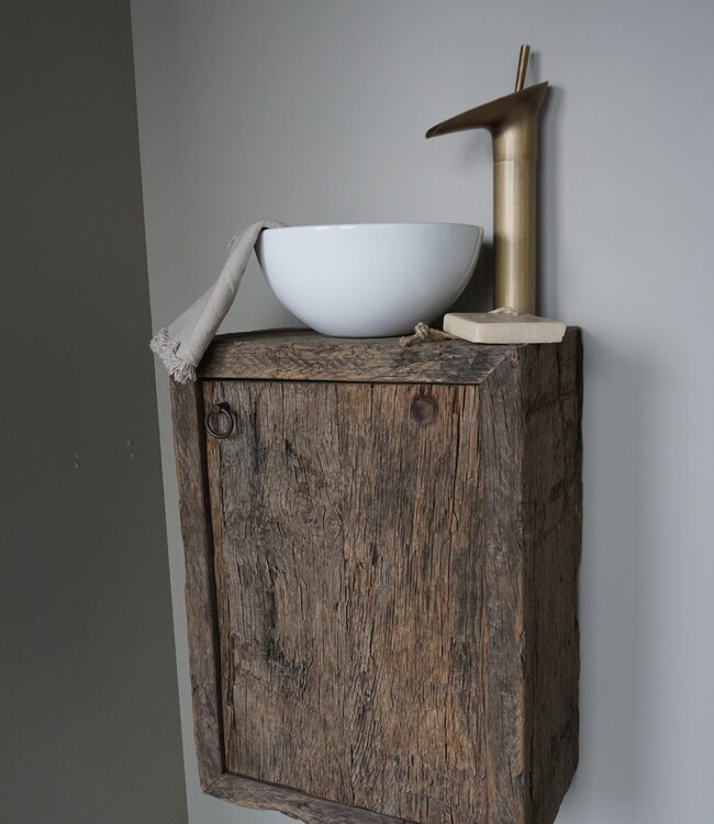 Rene Houtman Daantje Zwevend Toiletmeubel Geborsteld Oud Eiken H55 x  B40 x D25