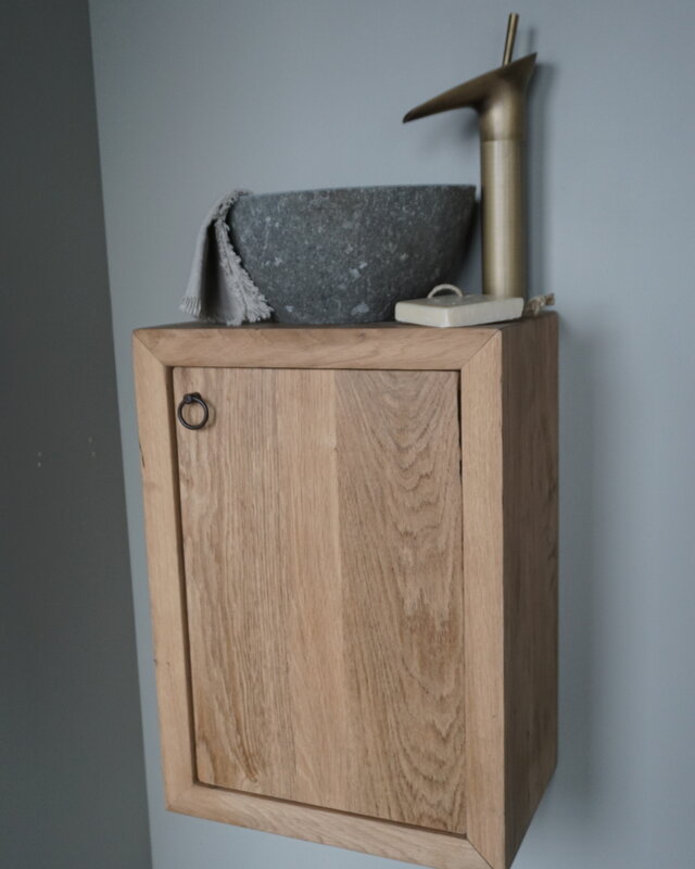 Rene Houtman Daantje Zwevend Toiletmeubel Geschaafd Oud Eiken H55 x B40 x D25