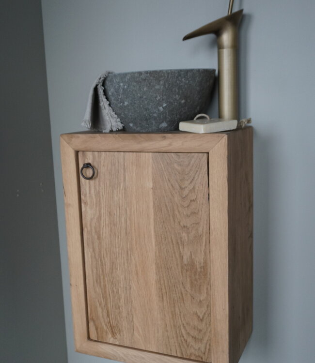 Rene Houtman Daantje Zwevend Toiletmeubel Geschaafd Oud Eiken  H55 x B40 x D25