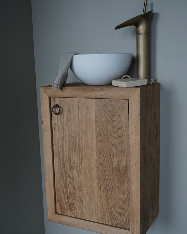 Rene Houtman Daantje Zwevend Toiletmeubel Geschaafd Oud Eiken H55 x B40 x D25