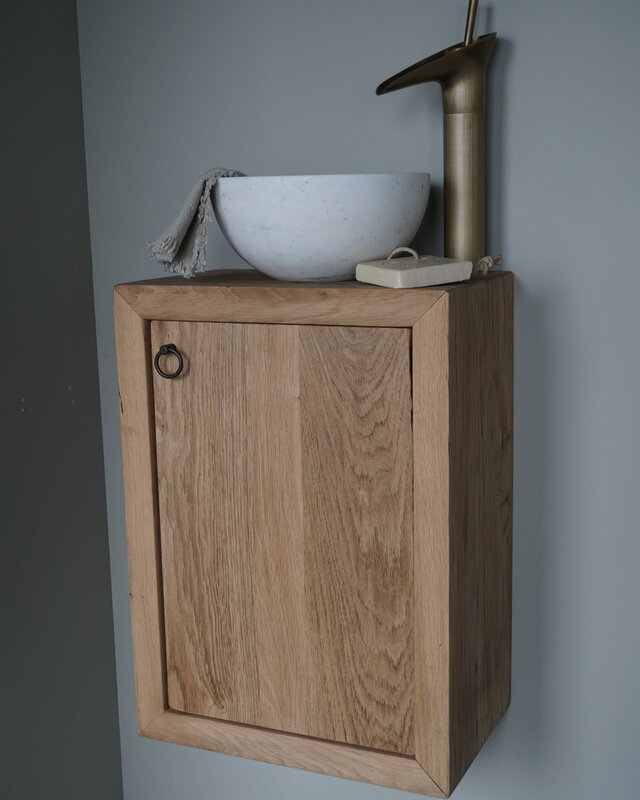Rene Houtman Daantje Zwevend Toiletmeubel Geschaafd Oud Eiken H55 x B40 x D25