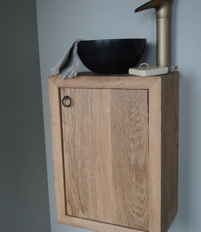 Rene Houtman Daantje Zwevend Toiletmeubel Geschaafd Oud Eiken  H55 x B40 x D25