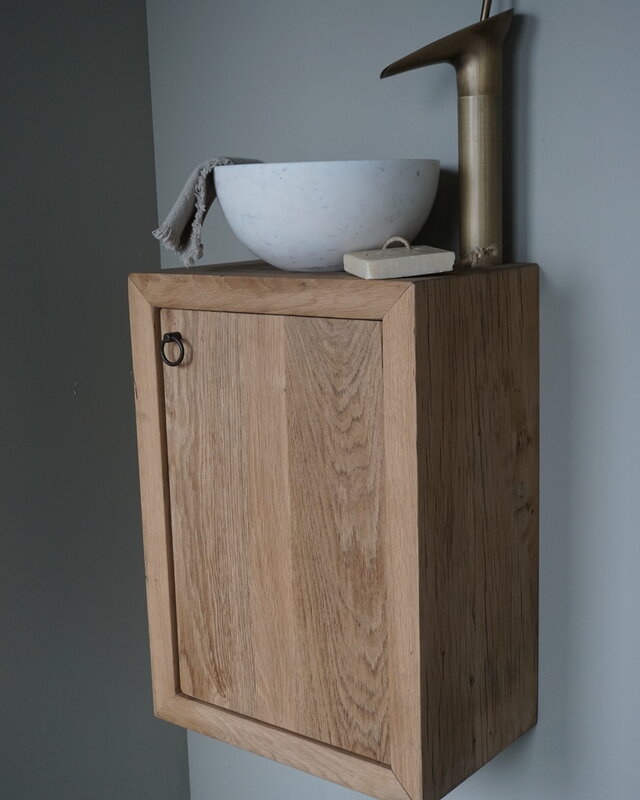 Rene Houtman Daantje Zwevend Toiletmeubel Geschaafd Oud Eiken H55 x B40 x D25