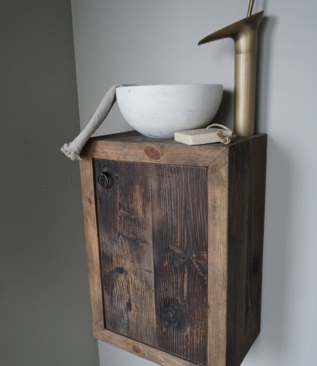 Rene Houtman Daantje Zwevend Toiletmeubel Grenen Wagondelen  H55 x  B40 x D25