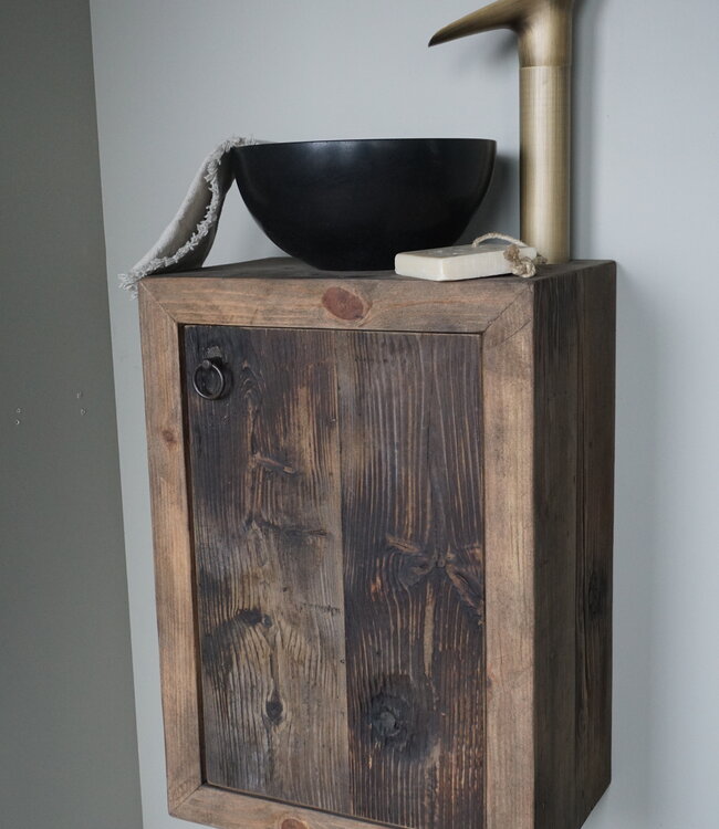 Rene Houtman Daantje Zwevend Toiletmeubel Grenen Wagondelen  H55 x  B40 x D25