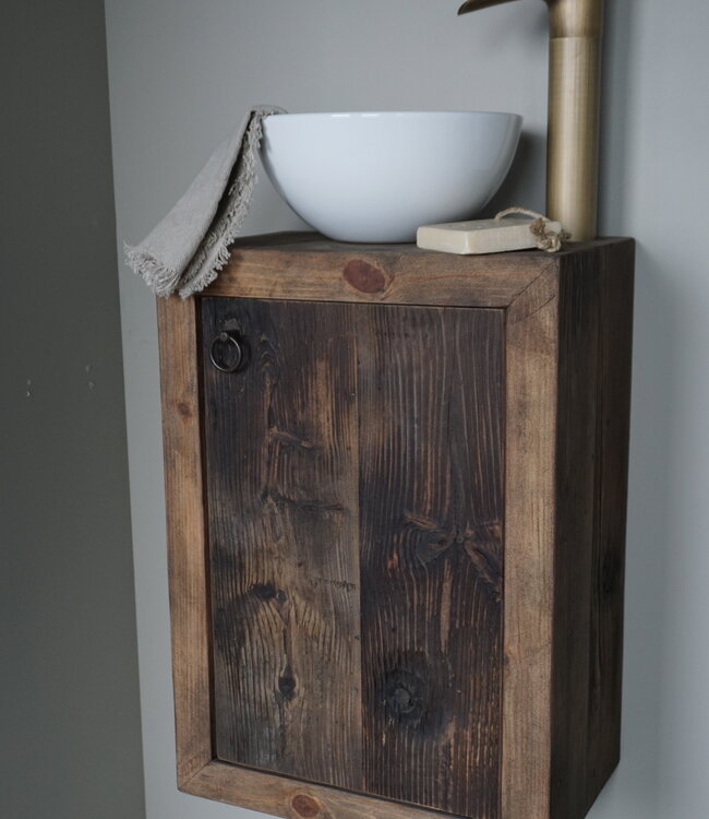 Rene Houtman Daantje Zwevend Toiletmeubel Grenen Wagondelen  H55 x  B40 x D25