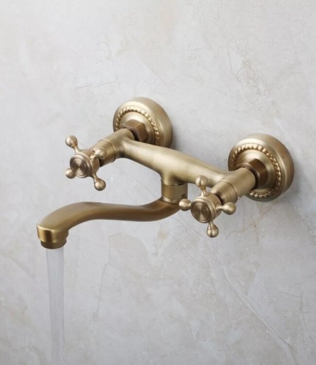 Rene Houtman Nostalgische Muurkraan Met Draaibare Uitloop | Brons