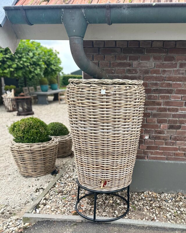 Rene Houtman Regenton Rotan Grijs D70 x H125cm (200 Liter)