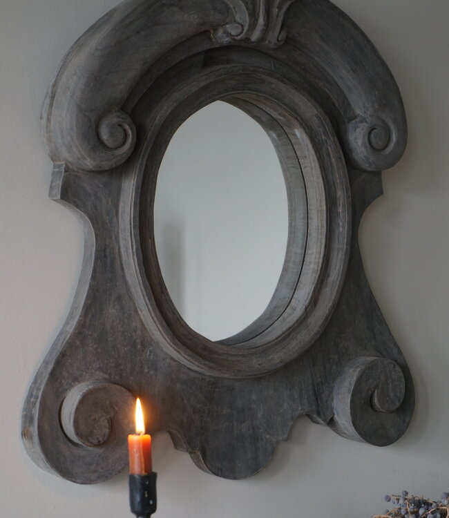 Rene Houtman Houten Ossenoog Spiegel Medium | H66xB55 cm