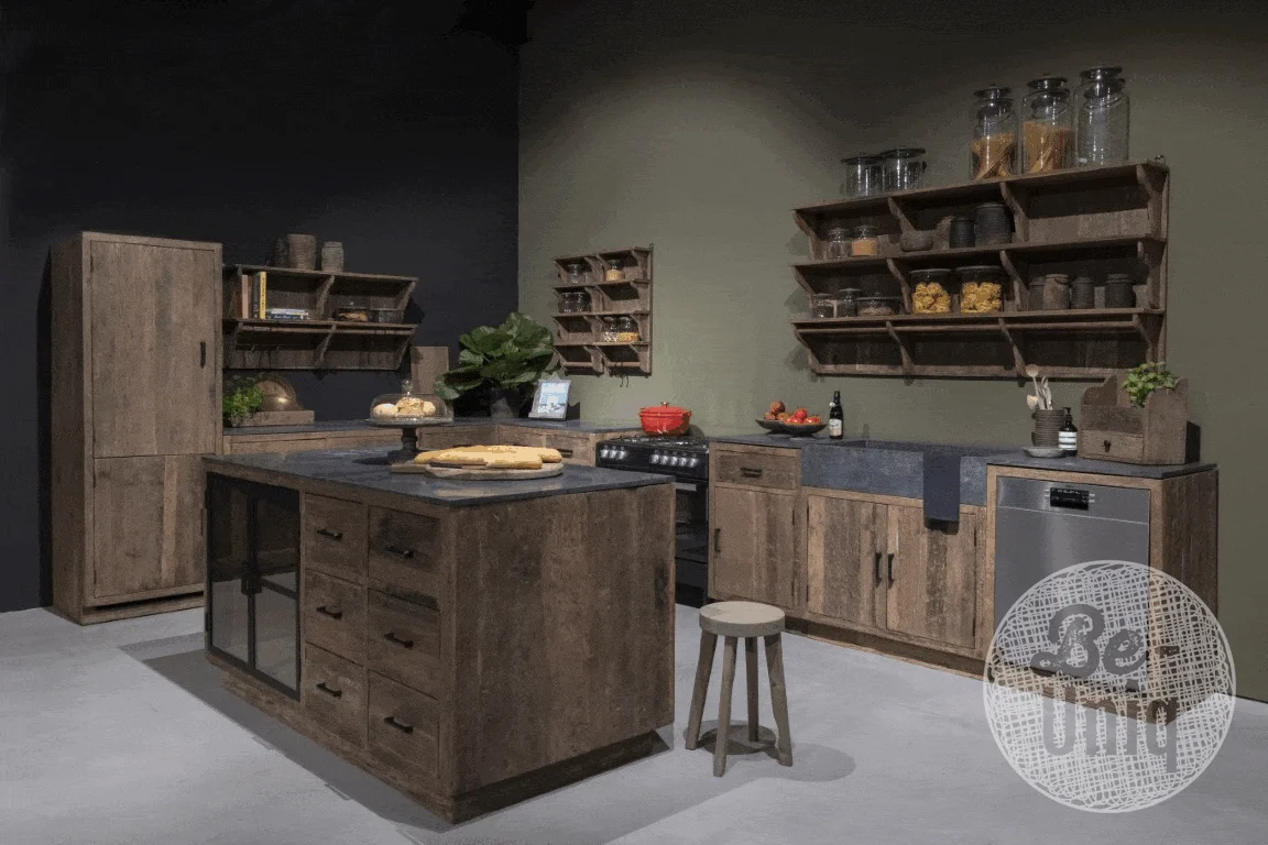 Landelijke Oud Houten Hoekkeuken Mix & Match