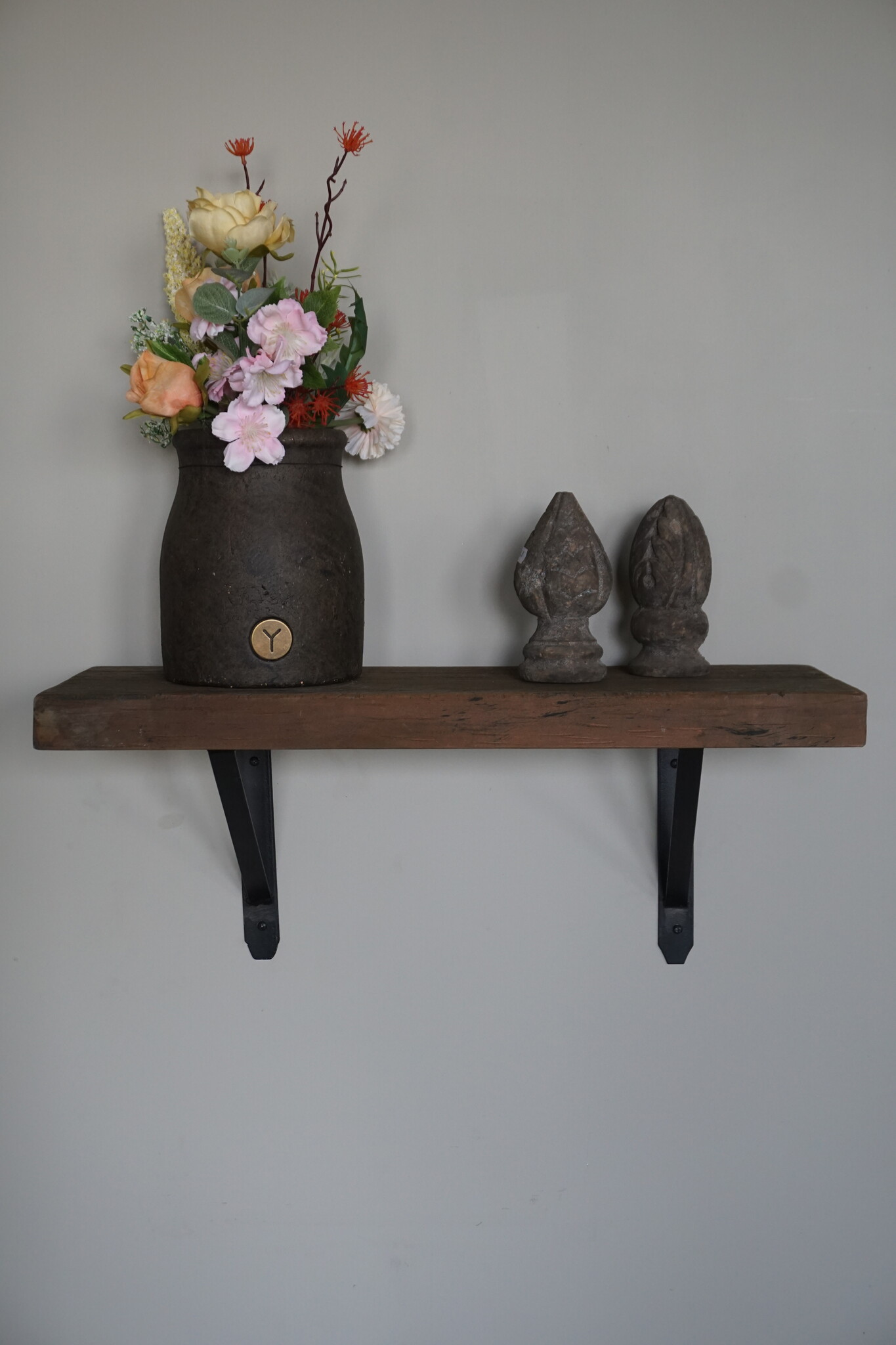 Rene Houtman Muurplank/Wandplank Grijs Met Beugels - 60 t/m 200 Cm