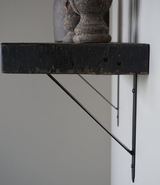 Rene Houtman Muurplank/Wandplank Oud Zwart Met Beugels - 60 t/m 200 Cm