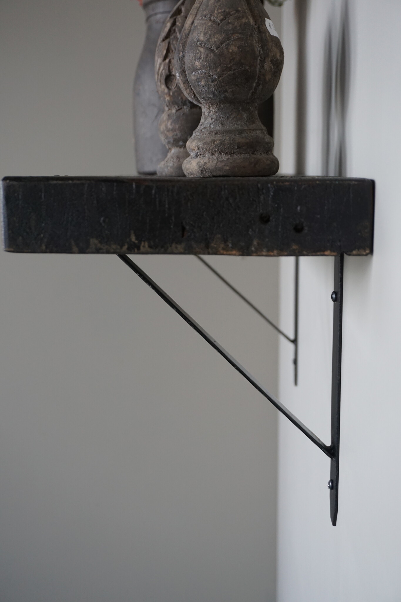 Rene Houtman Muurplank/Wandplank Oud Zwart Met Beugels - 60 t/m 200 Cm