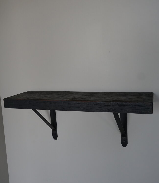 Rene Houtman Muurplank/Wandplank Oud Zwart Met Beugels - 60 t/m 200 Cm
