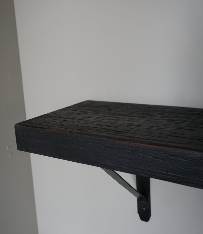 Rene Houtman Muurplank/Wandplank Oud Zwart Met Beugels - 60 t/m 200 Cm