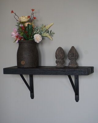 Rene Houtman Muurplank/Wandplank Oud Zwart Met Beugels - Kies Maat