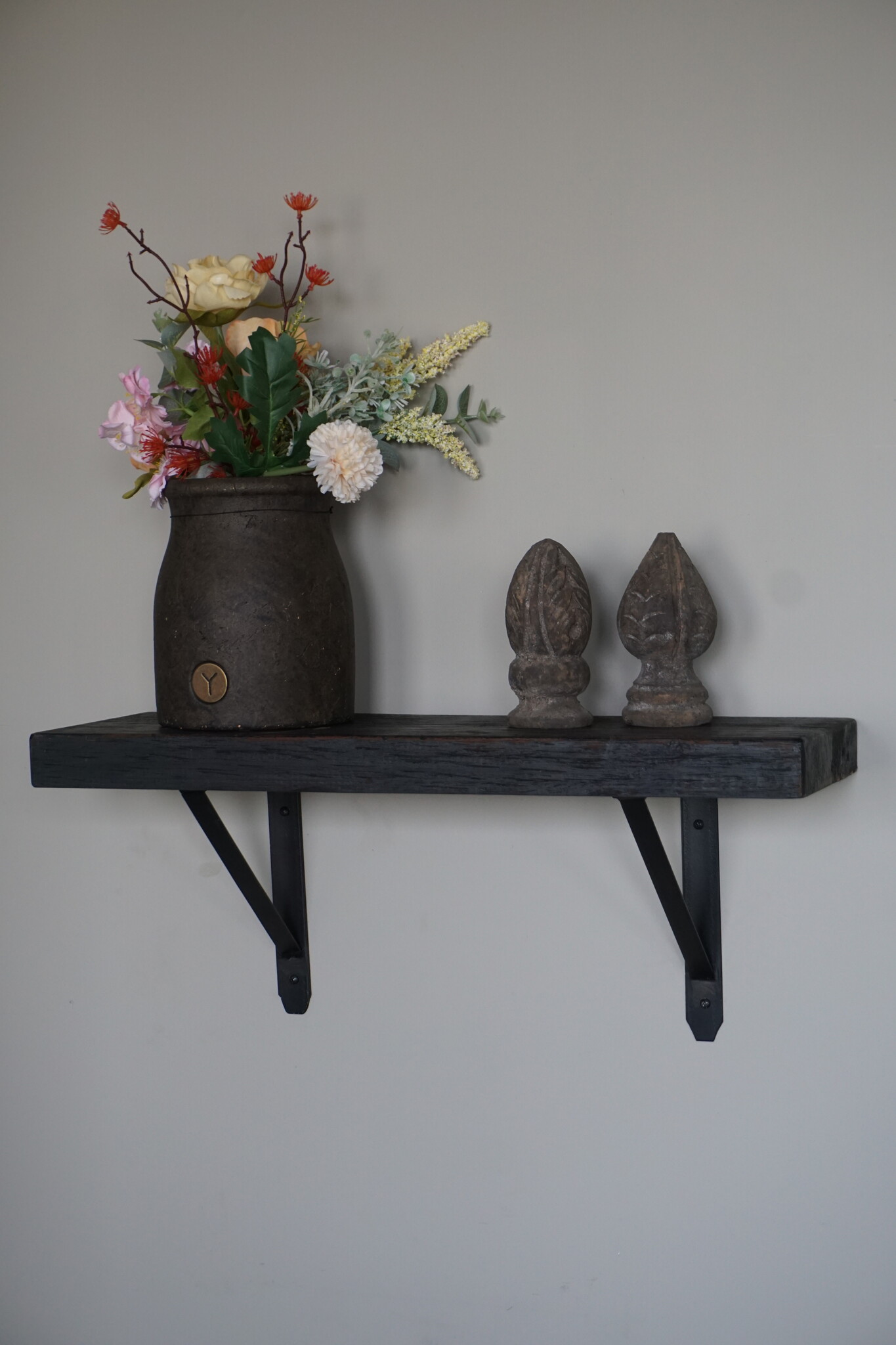 Rene Houtman Muurplank/Wandplank Oud Zwart Met Beugels - 60 t/m 200 Cm