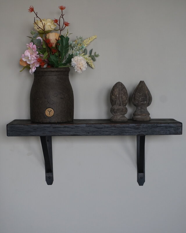 Rene Houtman Muurplank/Wandplank Oud Zwart Met Beugels - 60 t/m 200 Cm