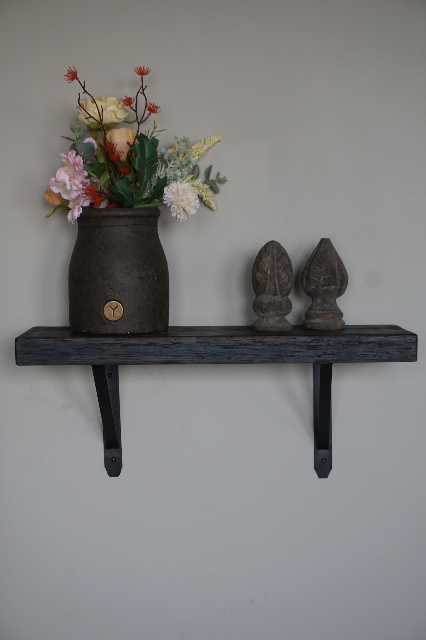 Rene Houtman Muurplank/Wandplank Oud Zwart Met Beugels - 60 t/m 200 Cm