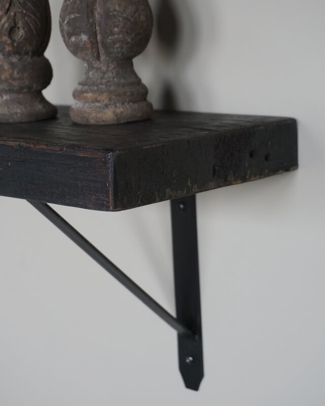 Rene Houtman Muurplank/Wandplank Oud Zwart Met Beugels - 60 t/m 200 Cm