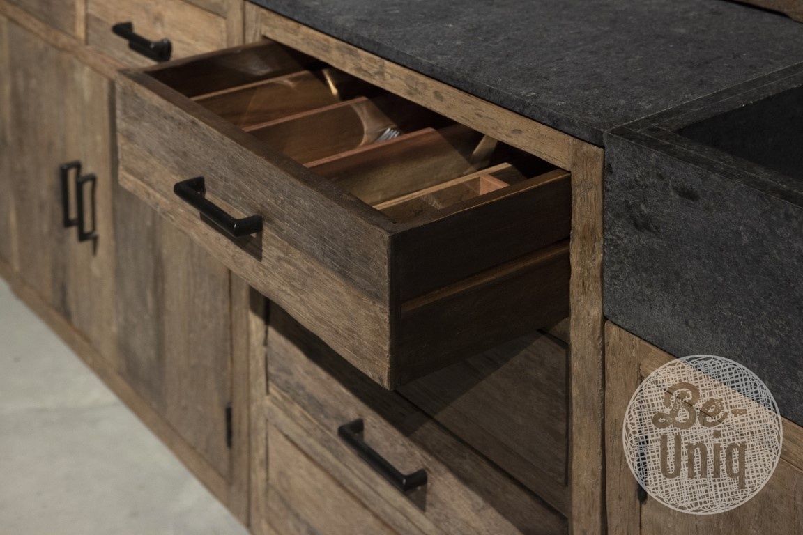 Be-Uniq Keukenelement | Bestektray | Oud Hout