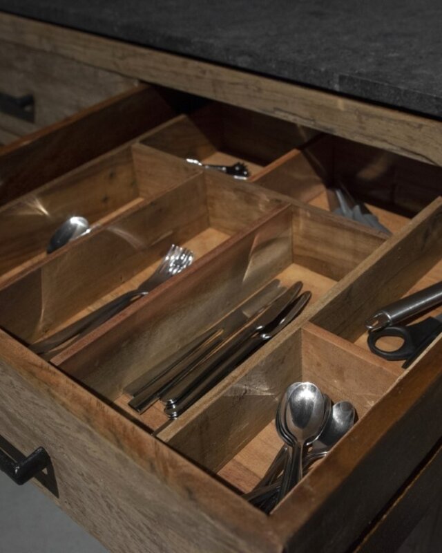 Be-Uniq Keukenelement | Bestektray | Oud Hout