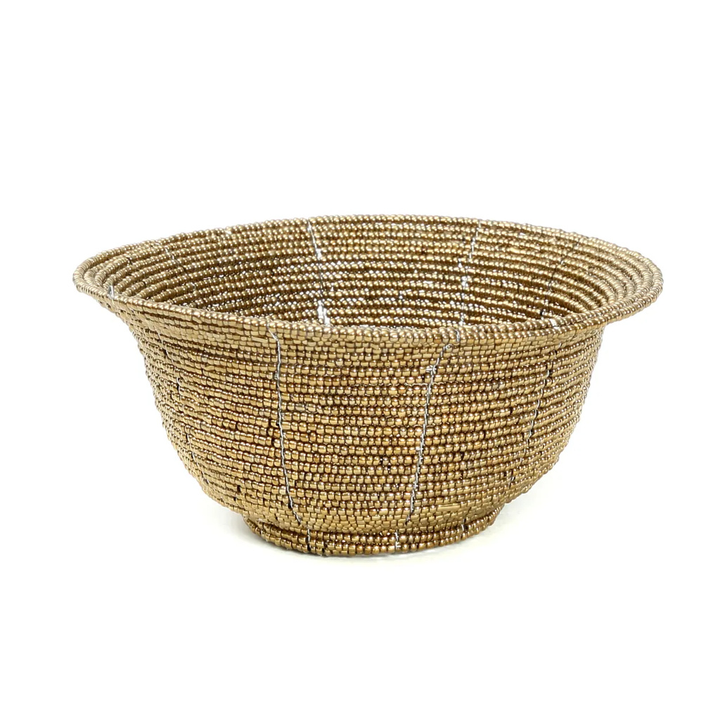 Bazar Bizar De Beaded Kom Laag - Goud - S