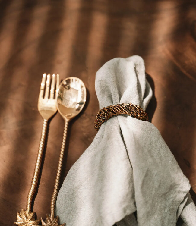 Bazar Bizar De Kralen Servetring - Goud - Set van 4