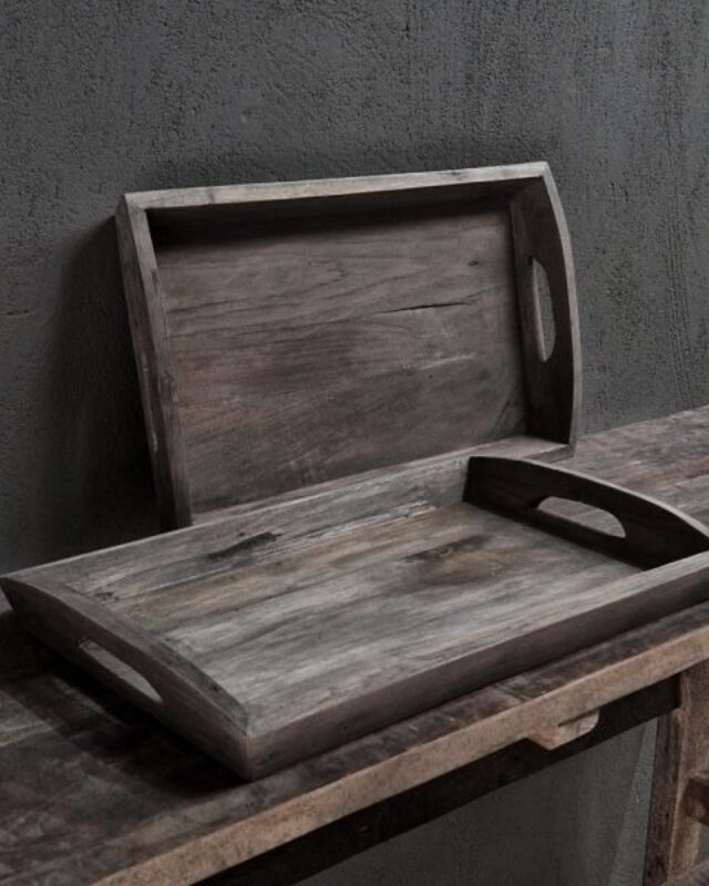 Luksa Home Collection Oud Dienblad | Antique Grey | H6 x B50 x D30 cm