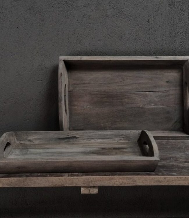 Luksa Home Collection Oud Dienblad | Antique Grey | H6 x B50 x D30 cm