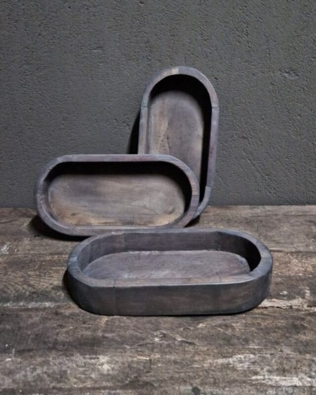 Luksa Home Collection Houten Ovale Bakje | Vintage Grey