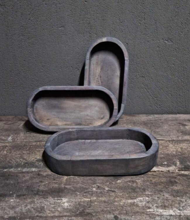 Luksa Home Collection Houten Ovale Bakje | Vintage Grey