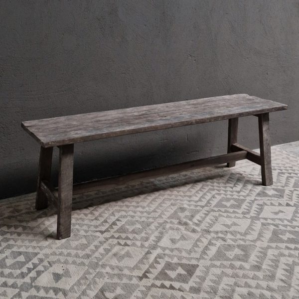 Luksa Home Collection Oud Houten Bankje | Antique Grey | H50xB150xD40 cm