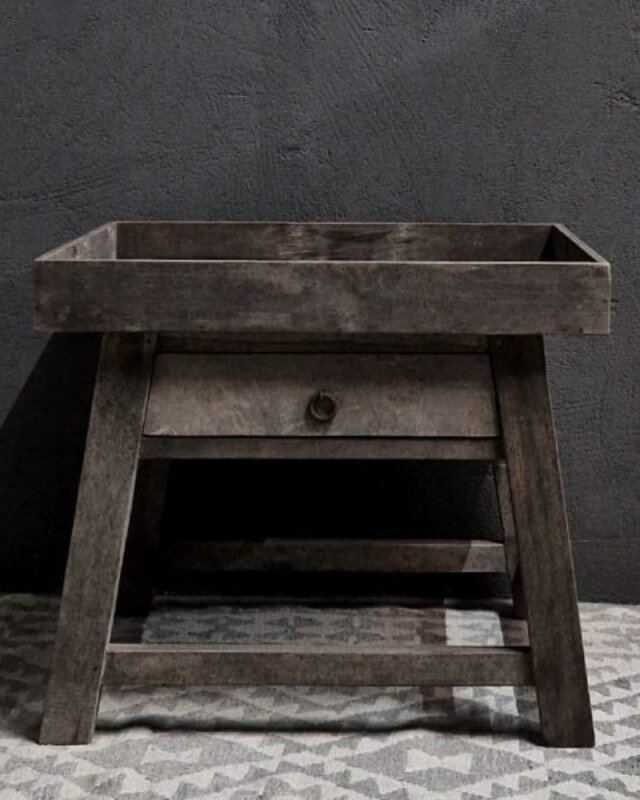 Luksa Home Collection Houten Bijzettafel | Antique Grey | H57xB65xD60 cm